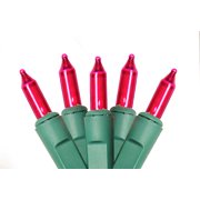Set of 100 Super Bright Pink Mini Christmas Lights - Green Wire