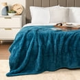 thumbnail image 5 of PAVILIA Sherpa Throw Blanket For Couch Sofa, Turquoise Teal Blue Fluffy Warm Plush Blanket for Bed, Cozy Super Soft Lightweight Throw, Fuzzy Decorative Blanket, All Season Home, 50x60, 5 of 9