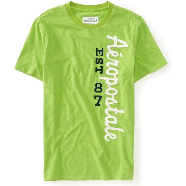 Aeropostale Hombres Est 1987 Vertical Adornado Camiseta, Verde, Mediano Aeropostale Camiseta adornada