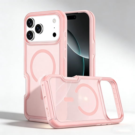 for iPhone 15 Pro Max Magnetic Case, Compatible with Mag-Safe, Military-Grade Drop Protection, Magnetic Car Mount, Anti-Fingerprint Translucent Skin-Feel Cover for iPhone 15 Pro Max, Cherrypink