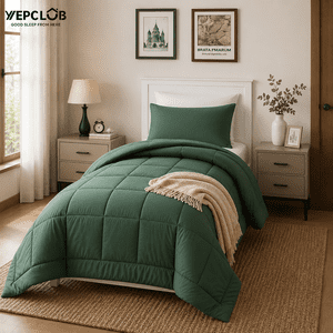 YEPCLUB Twin Comforter Set, 2-Piece, Green Down Alternative