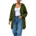 thumbnail image 3 of Thousandth Women's Loose Fit Zip Up Hooded Coat Casual Mid Length Oversized Long Sleeve Sweatshirt Fall Winter Warm Jacket, 3 of 8