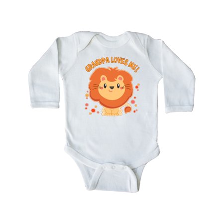 

Inktastic Grandpa Loves Me- cute lion Gift Baby Boy or Baby Girl Long Sleeve Bodysuit