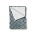 thumbnail image 2 of Vintage Soft Flannel Fleece Blanket, Swirled Stripes Wavy Abstract Illustration Ornamental Arrangement Squares, Cozy Plush for Indoor and Outdoor Use, 70" x 90", Dark Teal Eggshell, by Ambesonne, 2 of 6