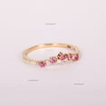 thumbnail image 2 of Pink Sapphire & Diamond Crown Ring, Alternate Gemstone Band Ring, Matching Band, Curve Ring, Stackable Ring, Dainty Band For Women, 2 of 5