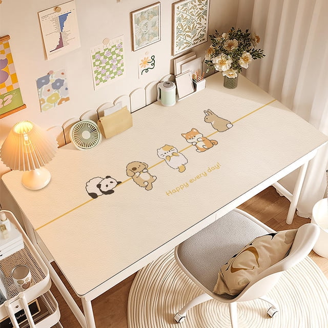 W1TY Children‘s Desk Mat Student Writing Desk Desktop Leather Tablecloth Light Luxury Manicure Dressing Table