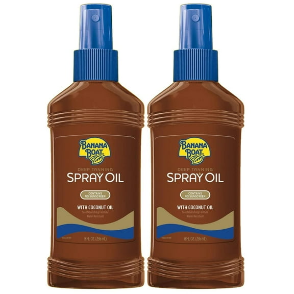 Banana Boat Deep Tanning Spray Oil 8 Ounce SPF#0 Coconut Oil (Pack of 2)