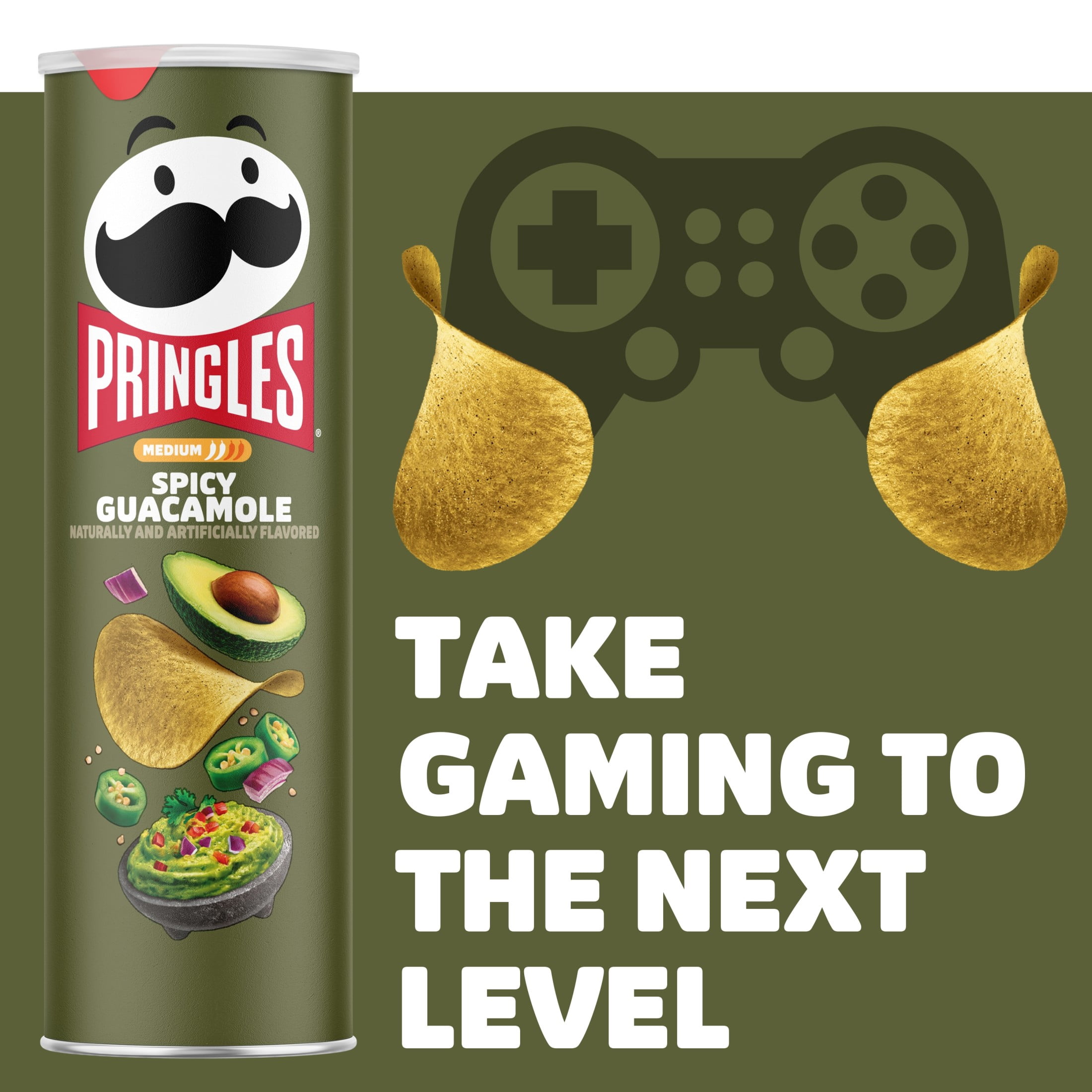Pringles Spicy Guacamole Potato Crisps Chips, Lunch Snacks, 5.5 oz Canister