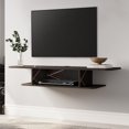 thumbnail image 3 of Floating Wall Mounted TV Media Console Shelf, Wood Entertainment Center Component Cabinet with Storage Under TV, Silver Dapple, 3 of 8