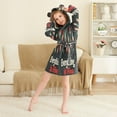 thumbnail image 3 of FORMRS Niños Bathrobe Unisex Hooded Robe Soft Plush Pajamas Sleepwear, Size 7-9T, Black Christmas Light, 3 of 7