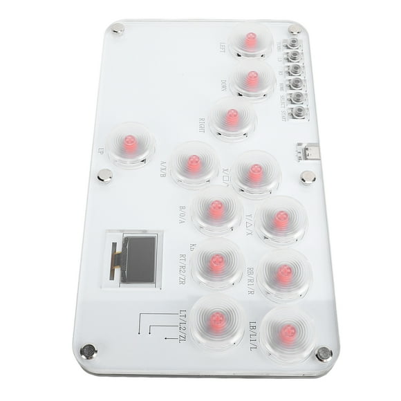 Game Fight Controller, Portable DIY Customizable RGB Acrylic Leverless Game Controller for PC