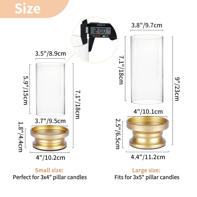 Sziqiqi Gold Hurricane Candle Holders with Glass Sleeves, 2-Pack photo 5