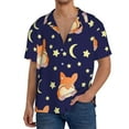 thumbnail image 3 of Xecao offers the Corgi Lying With Moons And Stars for Men's Casual Short-sleeved Shirt, a button-up collared shirt with a pocket, perfect for beach vacations and yacht travel in the Medium size., 3 of 7
