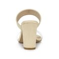 thumbnail image 2 of BLISSFUL STEP Sandales Mules à Talons Blocs à Double Bride Transparente pour Femmes Beige 9, 2 of 7
