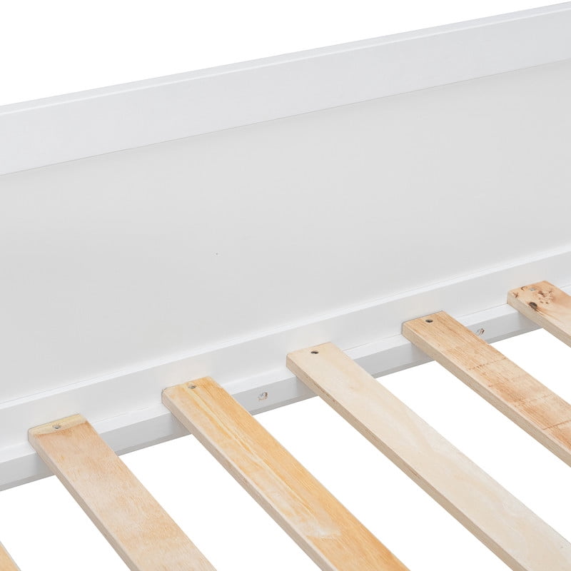 Twin Size Kids Loft Bed with Shelves, Wooden High Profile Teens Storage Bed Frame with Ladder and Removable Large Drawer