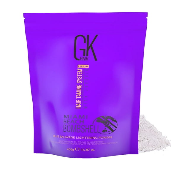 GK HAIR Global Keratin Miami Beach Bombshell Blue Balayage Lightening Powder 450g Taming Blonde Purple Treatment Smoothing Toning Straightening Blowout Treatment Removes Yellow Orange Brassy Tones