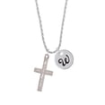 thumbnail image 2 of Delight Jewelry Stainless Steel Jeremiah 29:11 - I Have Plans for You Engraved Cross - Silvertone Script Initial Disc - W - Charm Necklace, 20"+3", 2 of 4