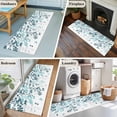 thumbnail image 5 of Runner Rug 2'x6', Teal Blue Leaves Washable Non-Slip Hallway Runner Rugs, Summer Botanical Bedside Rugs Floor Mats Carpet Runners for Kitchen Bathroom Laundry Room, 5 of 8