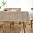 thumbnail image 2 of Daisy Print Cotton-Linen Tablecloth – Small Dots, Rustic Farmhouse Style for Dining Table & Chairs (White chrysanthemum lace,100-140 cm), 2 of 10