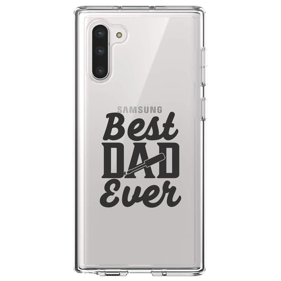 DistinctInk Clear Shockproof Hybrid Case for Samsung Galaxy Note 10 (6.3" Screen) - TPU Bumper Acrylic Back Tempered Glass Screen Protector - Bed Dad Ever - Screwdriver