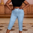 thumbnail image 4 of Oksale Womens Capri Leggings without Pockets Stretch High Waisted Capri Pants Slim Fit Tummy Control Cropped Trousers 2026 Light Blue S, 4 of 9