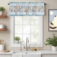 thumbnail image 2 of Blue Coastal Valance Curtain for Windows Eucalyptus Leaves Starfish Shells Summer Rod Pocket Curtain Valances Short Window Treatments Panels for Kitchen Bathroom Laundry Room Basement 60 x 18 Inch, 2 of 9