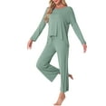 thumbnail image 4 of INSPIRE CHIC Womens Lounge Sets Long Sleeve and Pants Jogger Sets 2 Piece Pjs Loose Sleepwear Loungewear L Green, 4 of 6