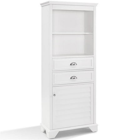 Pemberly Row Solid Hardwood Bathroom Linen Cabinet in White