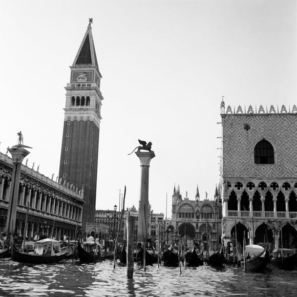 1920s-1930s Venice Italy Piazza San Marco Campanile Tower And Winged Lion Statue Print By Vintage Collection