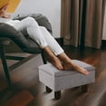 thumbnail image 3 of Tcbosik Rectangle Storage Ottoman with Tray Lid, 15.9 inch Upholstered Linen Fabric Foot Stool with Wood Legs for Living Room, Bedroom, Dark Grey, 3 of 7