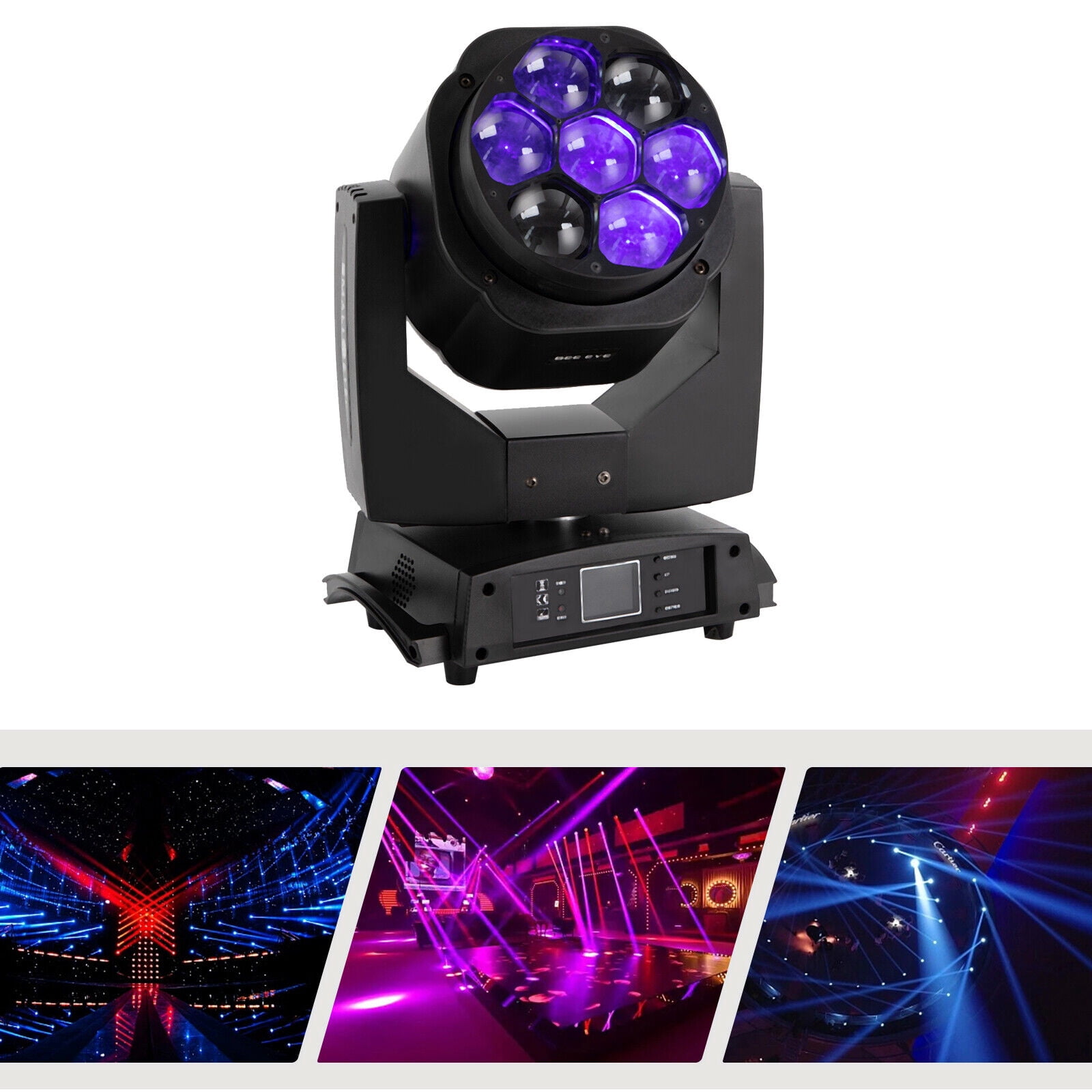 7x15W Stage Light RGBW DMX Moving Head Light Laser Bee-Eye Beam Effect Disco Lighting