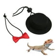 thumbnail image 4 of Sombrero de reptil ajustable y pajarita transpirable atractivo ligero lindo conjunto de ropa de lagarto para hámster para dragón barbudo, 4 of 8