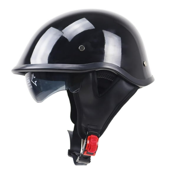 Medio casco negro brillante de la cara abierta, visera desplegable del de la motocicleta SG Zulema Motocicleta montando medio casco