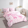 thumbnail image 3 of Castle Fairy Bow Letter Monogrammed K Bedding Comforter Set,Cute Queen Bedding Sets, 3 of 8