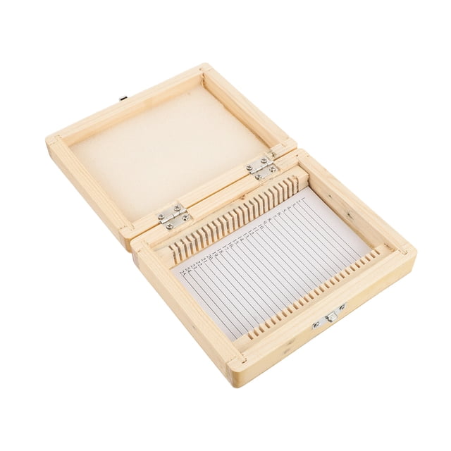 Boîte de Rangement Coulissante en Bois pour Spécimen Microscope