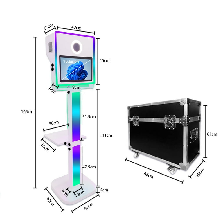 MWE 360 Photo Booth Machine avec Flight Case, Photobooth Appareil 360 Degré avec Ring Light
