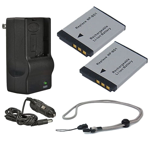 Sony Cybershot DSC-T500 High Capacity Batteries (2 Units)   AC/DC Travel Charger   Krusell Multidapt Neck Strap (Black Finish)