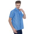 thumbnail image 4 of LA LEELA Men's Hawaiian Shirt Fashion Button Down Short Sleeves Holidays Aloha Party Casual Tops Summer Beaches Shirts for Men XXL Blue Stripe, 4 of 6