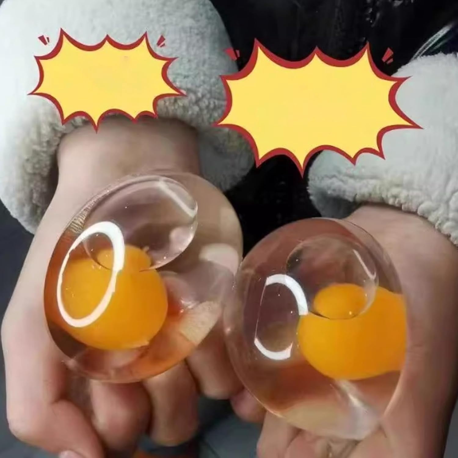 Splat Egg Squishy, Giant Easter Squishy Egg, Big Sticky Clear Double Eggs Yolk for Adults