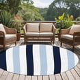 thumbnail image 5 of Navy Blue Aqua Striped Large Area Rugs for Bedroom Living Room, Soft Non Slip Carpet Bedside Rug, Farmhouse Stripe Art Round Floor Cover Kitchen Accent Rug 7' for Dining Room/Office, 5 of 9