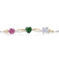 thumbnail image 2 of Gem Stone King 925 Silver and 10K Yellow Gold Pink Moissanite Green Nano Emerald Moissanite and Lab Grown Diamond Tennis Bracelet for Women By Keren Hanan (2.00 cttw, Adjustable up To 9 inch), 2 of 4