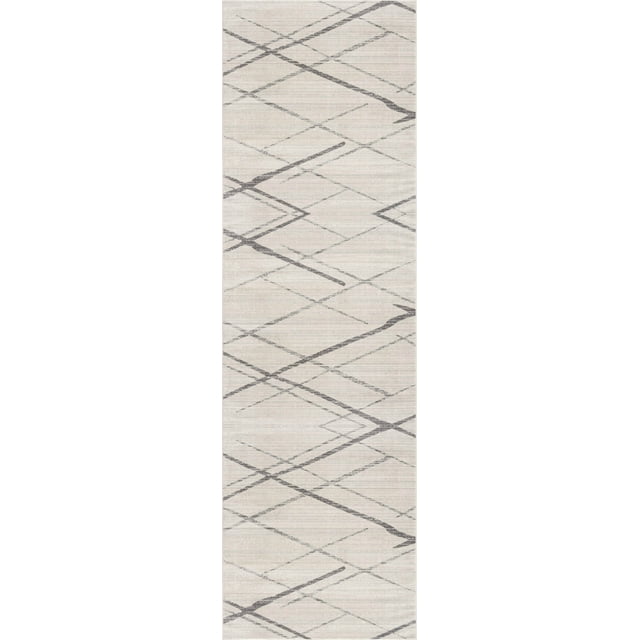 Rug Branch Savannah 2' x 16' (Exact Size: 2'3" x 16') Abstract Indoor Runner Rug, Beige Grey, Contemporary - Entryway, Hallway, Bathroom, and Kitchen