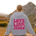 thumbnail image 5 of TrendOFT Christian Hoodies for Women Love Like Jesus Graphic Sweatshirt Bible Verse Religious Pullover Tops Grey S, 5 of 8