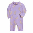 thumbnail image 4 of Xfvqtps Infant Toddler One Piece Swimsuit Back Zipper Long Sleeve Fruits Banana Print Cute Sunscreen Beach Jumpsuit Bathing Suits Swimwear for Boys and Girls 9 Months-5 Years Purple, 4 of 8