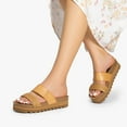 thumbnail image 6 of DREAM PAIRS Women's Platform Slides Sandals with Arch Support, Comfortable Beach Slip-on Flat Sandals, Casual 2-Strap Cork Cushion Wedges for Women, 6 of 7