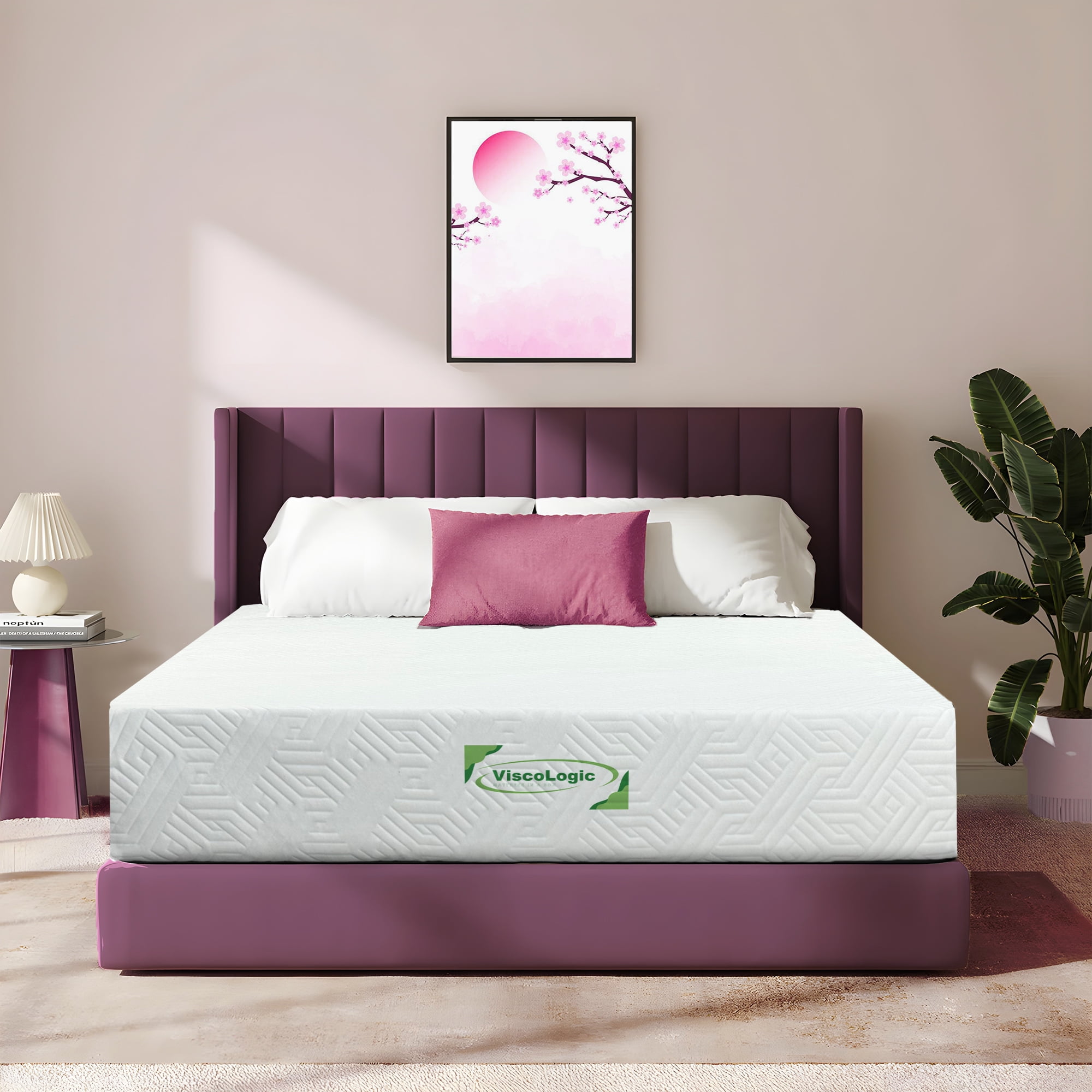 ViscoLogic DESIRE Luxury 10" Twin Gel Memory Foam Mattress for Cool Sleep Medium-Firm, CertiPUR-US®