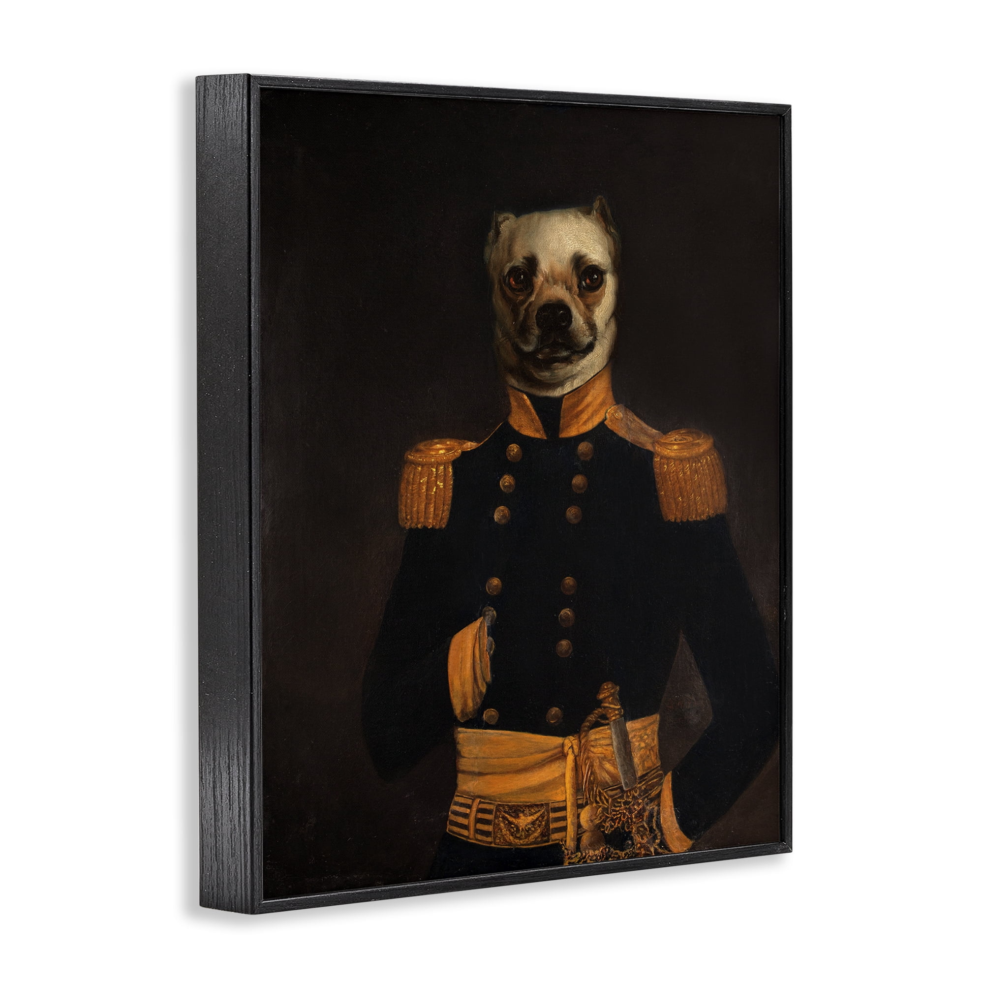 Stupell Industries Colonial Military Dog Animals & Insects Painting Black Framed Art Print Wall Art, 11 x 14