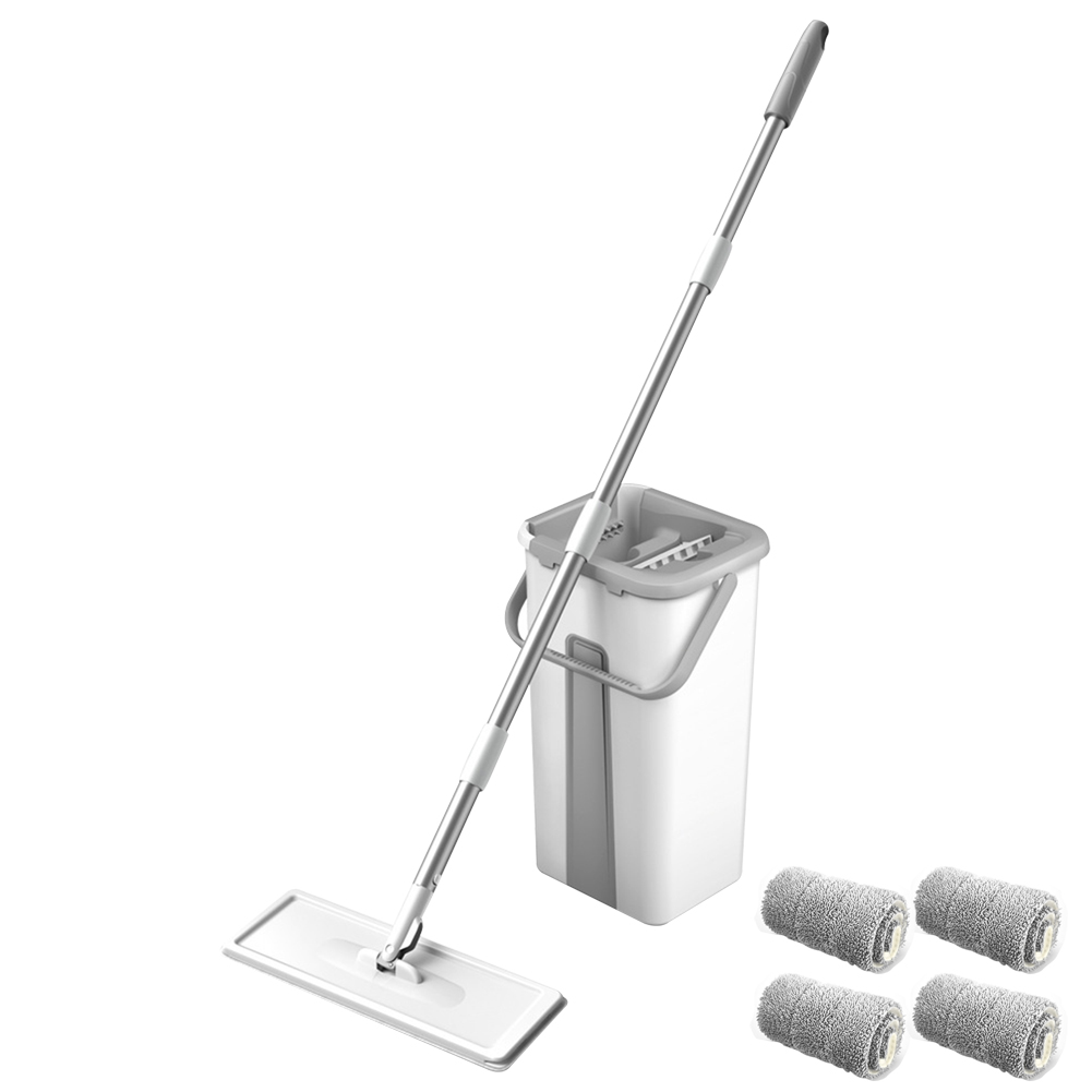 Flat Mop Bucket Set Floor With Handle Ergonomic Multifunction Cleaning