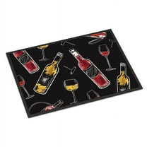 Red and White Wine on Black Doormat 18x27
