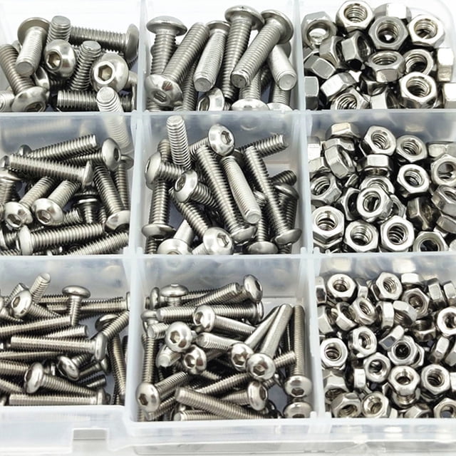 Maoww 500 Pieces M3 Screws Multi-purpose Stainless Repairing Bolts Nuts with Storage Box Head Accessory Replacement Part